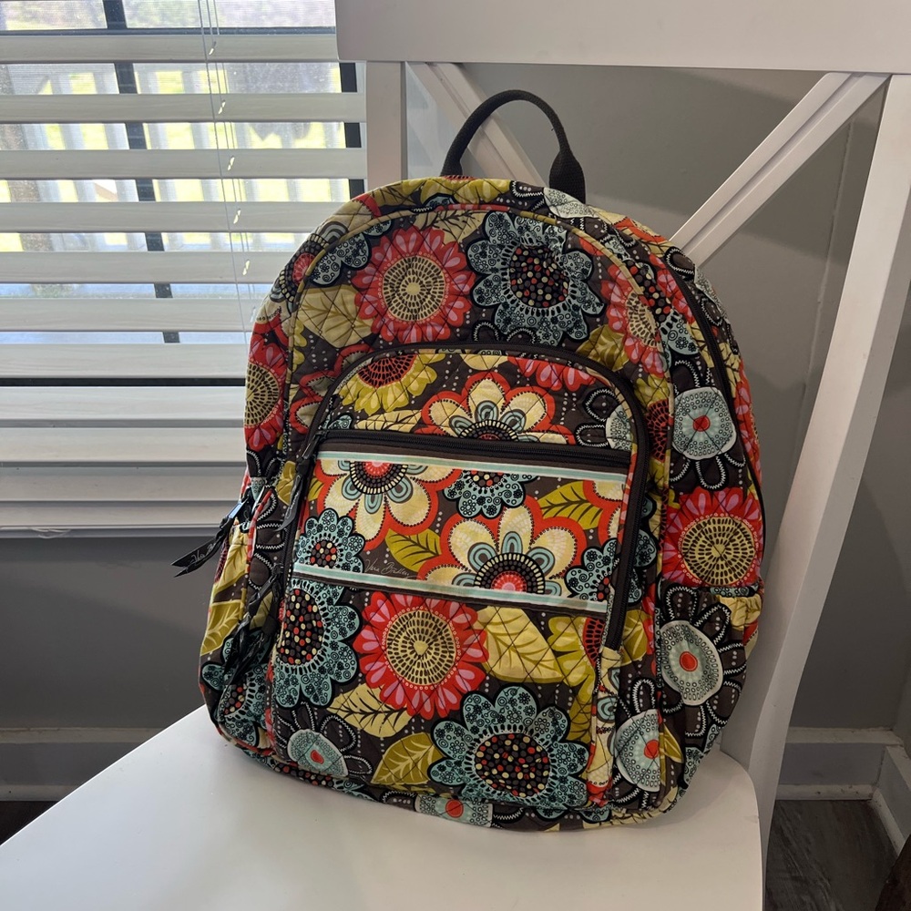 Vera Bradley Quilted Floral Backpack in Multi-Color (Red, Yellow, Blue, Black)
